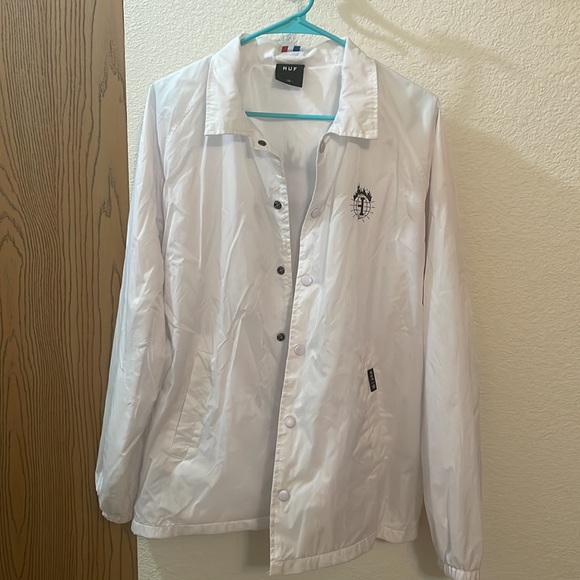 HUF Thrasher Huf World-wide White Wind Breaker Jacket Size Medium - Picture 3 of 9